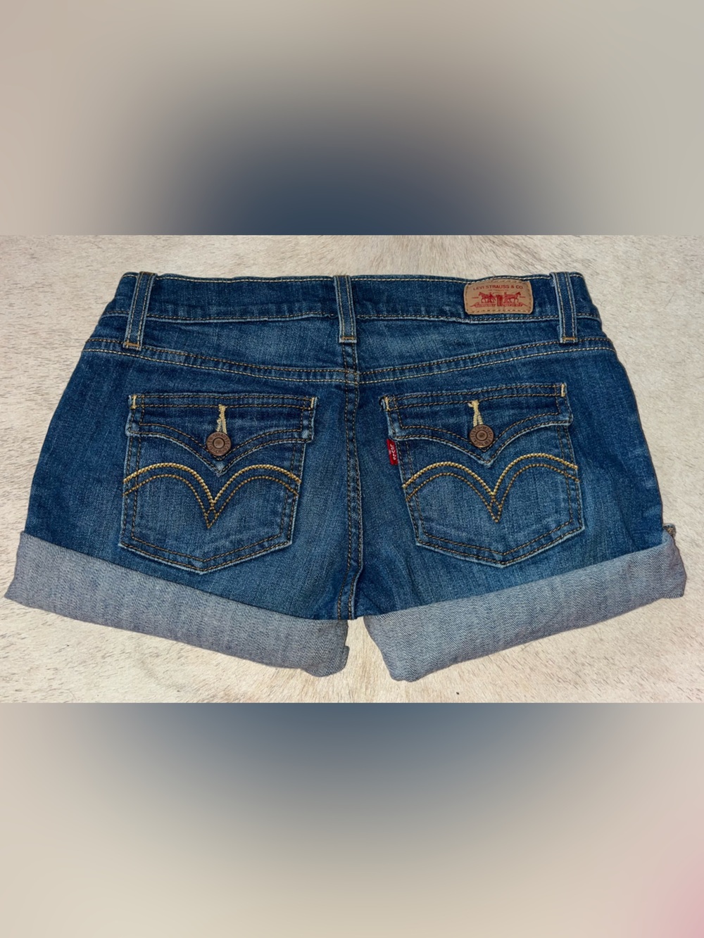 Levi's Blue Denim Super-Low Shorts